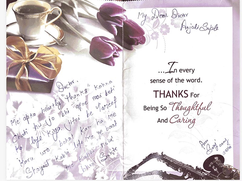 Patient's Thankyou Note